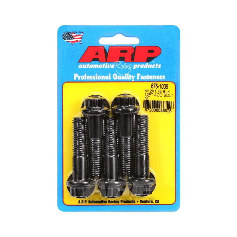 Set de șuruburi și piulițe universale ARP M12 x 1,75 – Oxid negru, 12 capete, x5 - ARP-675-1006 - 675-1006 - 3666618197043